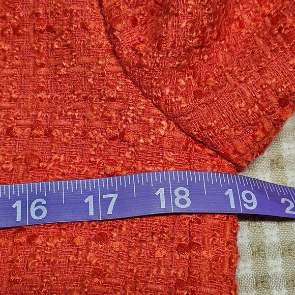 LOFT Rapture Red Coral Trendy Career Professional  Double Breasted Tweed Blazer - Picture 11 of 13
